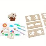 10Pcs Educational Toys, Arts Crafts Setwooden Drawing Stencils Kit, Drawing Board Toys Coloring Puzzle, Christmas, Halloween Gaming Gift Thanksgiving - Image 9