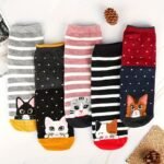 5 Pairs Of Women'S Cute Cartoon Cat And Dog Socks. Christmas Socks. Novel Socks. Adorable, Breathable, Comfortable, Fashionable, Versatile And Stretchy. A Gift For Women. - Image 2