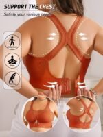 Women'S Plus Size X-Back Short Sleeve Wireless Bra With Removable Pads - Wide Straps, Medium Stretch, Solid Color For Yoga, Running & Casual Wear (0Xl-3Xl), Sports Bra, Yoga Apparel, Elegant Design, Comfortable Fit