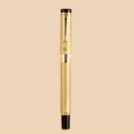 Ergonomic Golden-Tone Matte Metal Fountain Pen | 0.5Mm Iridium Nib For Smooth Writing & Calligraphy | Black Clip | Decorative Crown Design | Ideal For Office Use, Daily Writing Pen | Luxury Fountain Pen | Matte Metal Pen - Image 8