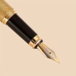Ergonomic Golden-Tone Matte Metal Fountain Pen | 0.5Mm Iridium Nib For Smooth Writing & Calligraphy | Black Clip | Decorative Crown Design | Ideal For Office Use, Daily Writing Pen | Luxury Fountain Pen | Matte Metal Pen - Image 7
