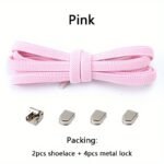 1 Pair Easy-Slide No-Tie Elastic Shoe Laces For Adult Sneakers - Durable Polyester & Spandex Blend, 100.0Cm Length, 0.79Cm Width, With 4 Metal Buckles - Quick Slip-On Convenience In 12 Colors, Shoe Accessories - Image 11