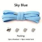 1 Pair Easy-Slide No-Tie Elastic Shoe Laces For Adult Sneakers - Durable Polyester & Spandex Blend, 100.0Cm Length, 0.79Cm Width, With 4 Metal Buckles - Quick Slip-On Convenience In 12 Colors, Shoe Accessories - Image 18