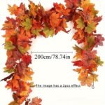 1-Pack Extra Long 200.0Cm Artificial Maple Leaf Garland - Realistic Autumn Red, Orange, Yellow, Green Colors - Heavy-Duty Plastic Fall Foliage Vine For Thanksgiving, Halloween, Wedding Decorations - No Electricity Needed, Indoor/Outdoor Autumn Decoration For Home, Garden, Party - Longest Maple Leaf Vine Available, Enchanted Forest Decorations, Halloween Decoration, Festive Wreath Design, Nopower Needed Decor, Seasonal Home Decoration, Weatherresistant Leaves, Home Decorators