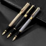 Ergonomic Golden-Tone Matte Metal Fountain Pen | 0.5Mm Iridium Nib For Smooth Writing & Calligraphy | Black Clip | Decorative Crown Design | Ideal For Office Use, Daily Writing Pen | Luxury Fountain Pen | Matte Metal Pen - Image 4