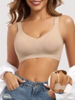 1Pc Elegant Nylon Wireless Bra For Women - Seamless, No Underwire, Removable Pads, Adjustable Straps, High Softness, Breathable, Anti-Sagging, Comfortable, Shockproof For Yoga, Pilates, Fitness, Running, Daily Wear - All Seasons Suitable - Image 2