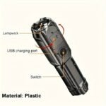 1Pc Super Bright Variable Focus Flashlight - Portable, Multifunctional, Variable, Suitable For Outdoor, Emergency Use - Image 7