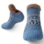 Ns-Sherpa Fluffy Bed Slippers For Men & Women - Warm, Non-Slip, Comfortable Knitted Socks With Plush Fleece Lining, Striped Design, Perfect For Indoor Use, Indoor Slippers | Plush Lined Socks | Knitted Socks, Slippers For Indoor Use, Bed Sock Men, Fuzzy Sock Extra Large, Sleep Sock Big Size, Thermal Sock For Sleeping, Sock Men Extra Shirt, Men Sock Good Quality - Image 5