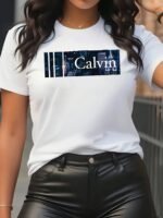 Elegant Print Tee - Women'S Round Neck Short Sleeve T-Shirt, Casual & Sporty, S-Xxl, Multiple Colors Available, Casual Wear | Elegant Print Tee | Comfortable Fit, Ladies T Shirts - Image 4