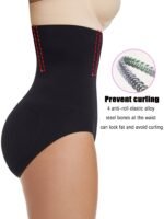 Women'S High Waisted Tummy Firm Control Briefs - Black, Solid Color, Slimming Waist Panties For Body Shaping, Comfort Fit, Body Shaping Underwear | High Waisted Briefs | Comfortable Fit - Image 3