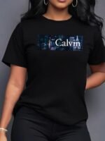 Elegant Print Tee - Women'S Round Neck Short Sleeve T-Shirt, Casual & Sporty, S-Xxl, Multiple Colors Available, Casual Wear | Elegant Print Tee | Comfortable Fit, Ladies T Shirts - Image 2