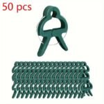 50Pcs Reusable Green Plant Support Clips - Adjustable Garden & Greenhouse Brackets For Vines, Flowers, Seedlings, And Tomatoes - Durable Green Plastic With Metal Clasps For Secure Plant Growth, Garden Support Accessories | Secure Gardening Clips | Reusable Garden Clips - Image 9