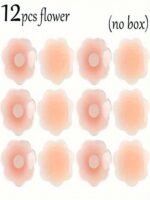 12Pcs Reusable Strapless Seamless Self-Adhesive Breast Patches - Silicone Floral Embellished Pasties For Women, High Elasticity Sporty Style, Hand Wash Only, Elegant Collection, Breast Pads, Wardrobe Essential, Stylish Undergarment, Comfortable Fit, Adhesive Covers, Special Occasions - Image 4