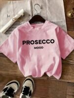 Letter Print T-Shirt, Short Sleeve Crew Neck Casual Top, Women'S Clothing