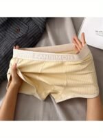 3Pcs Men'S Boxer Briefs - Breathable Mid-Rise Underwear With Elastic Waistband, Soft Stretch Polyester-Spandex Blend, Non-See-Through Knit Fabric, Solid Colors (Light Blue/Beige/White/Light Khaki) - Machine Washable, Everyday Comfort, Minimalist Design, Durable Construction, High Elasticity - Image 6