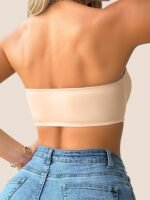 1Pc Women'S Sexy Strapless Corsetry Bra With Front Closure, 6 Rows Buckle, Full Coverage Seamless Invisible Comfort, Removable Pads, Breathable High Elasticity, Nylon 90% Elastane 10%, For Tank Tops, Dresses, Casual Wear, Fitness, Yoga - Solid Color - Image 4
